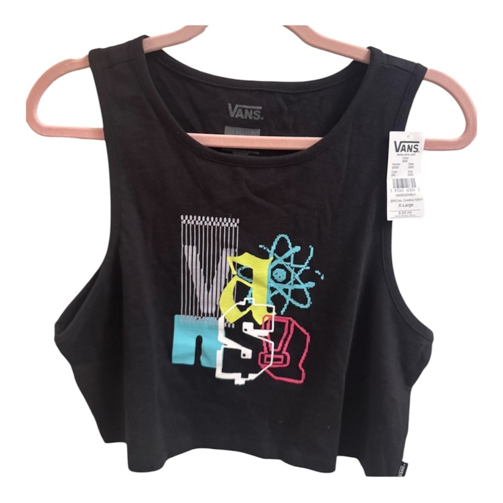 Vans Black Crop Tank Top with Vibrant Graphic